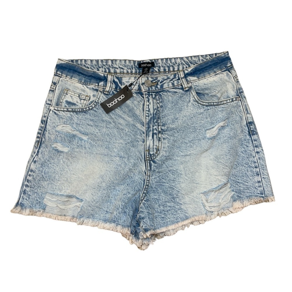 Boohoo Acid Wash distressed denim mom shorts women’s size 12